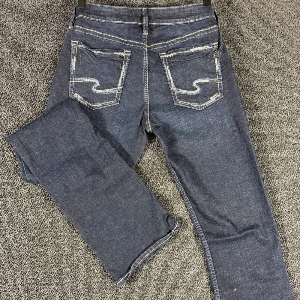 Silver Jeans Co Avery Slim Boot Mid Rise Jeans Women's 30 Dark Wash Embroidered